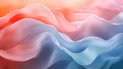 Waves of Pastel Colors in Abstract Digital Design, Generative AI
