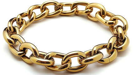 Obraz premium Gold chain bracelet on white background.