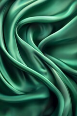 Obraz premium 3D Emerald Color Silk Abstract Background, Generative AI