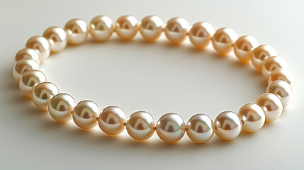 Obraz premium Golden pearls necklace on white background.