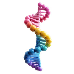 Vibrant 3D DNA Strand Icon with Rainbow-Colored Spiral Shape on Isolated White Background