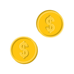 golden dollar sign, gold dollar sign, gold coin with sign, coin, dollar, money, golden coin, two coin on white, coin on white, money on white, coin illustration, money png, png, coin png
