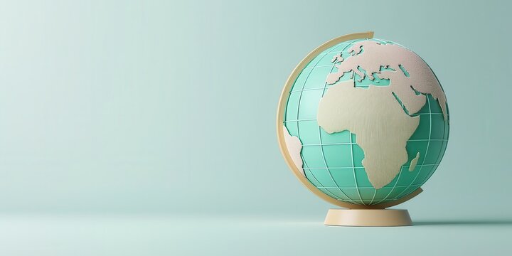 A colorful globe depicting continents and oceans, set against a soft pastel background, symbolizing geography and exploration.