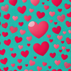 a close up of a bunch of hearts on a blue background

