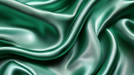 Obraz premium 3D Emerald Color Silk Abstract Background, Generative AI