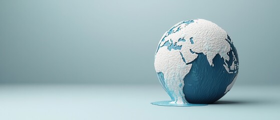 Global warming concept. A melting globe symbolizes climate change and environmental issues, illustrating the urgent need for global awareness and action.