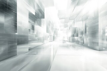 White Futuristic Abstract Digital Background, Generative AI