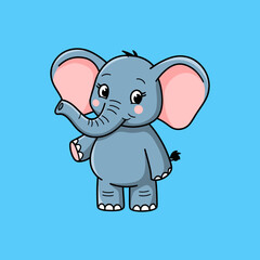 Cute Cartoon standing Elephant Character Illustration