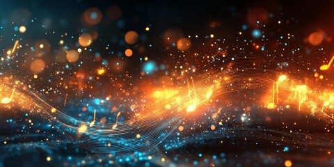 Abstract Music Digital Background with Smooth Lines, Generative AI