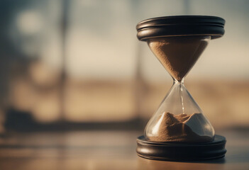 In the solitude of its isolation an hourglass stands as a timeless testament to the passage of time