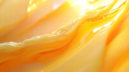 Abstract yellow fluid waves with bright light and soft textures