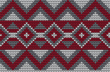 Knitted ethnic seamless pattern. Traditional Tribal Aztec cross stitch knitted texture. Design for textile, fabric, curtain, wrapping.