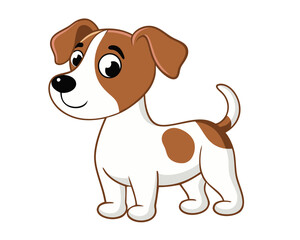 Cartoon Jack Russell terrier puppy standing cutely with a cheerful expression