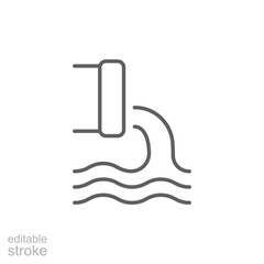 Wastewater icon. Simple outline style. Waste water, effluent, drainage, sewer, sewage, industry, pipe, pollution, environment concept. Thin line symbol. Vector illustration isolated. Editable stroke.