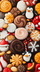 Obraz premium Festive Christmas Cookies & Sweets Background Winter Holiday Treats.