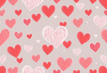 Valentine's Day card design. Illustration with oil paint. Pattern for printing on wall decorations, covers, wallpapers