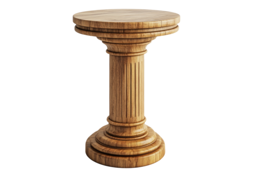 Wooden standing podium. Isolated asset with transparent background.