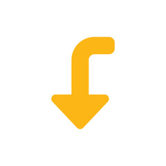 Turn Arrow icon. Simple style road repair company poster background symbol. Turn Arrow brand logo design element. Turn Arrow t-shirt printing. Vector for sticker.