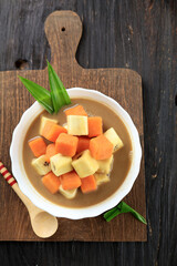 Top View Kolak Pisang Ubi or Banana and Sweet Potato Compote