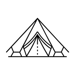 Glamping Tent Line Art on White Background