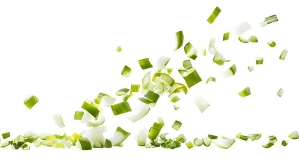 Fresh Green Onions Chopped, Falling, Culinary, Food, Ingredient, Spring Onions, Vegetable, Garnish, 