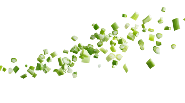 Fresh Chopped Green Onions Falling, Culinary, Food, Ingredient