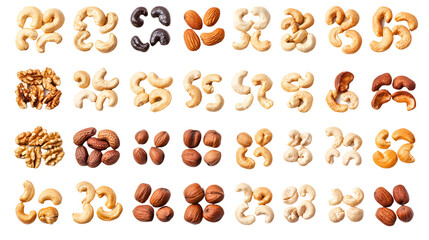 Assortment of Nuts Cashews, Walnuts, Almonds, Hazelnuts, Peanuts