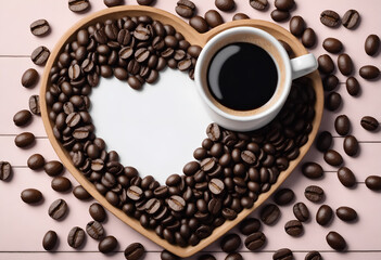 Obraz premium Coffee cup and roasted beans.