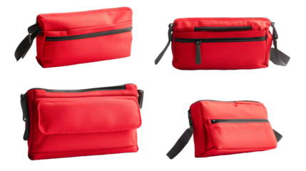 Stylish Red Crossbody Bags Four Zippered Designs, Fashionable