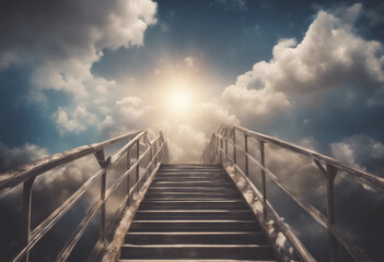 Stairway Leading Up To Heavenly Sky Toward The Light