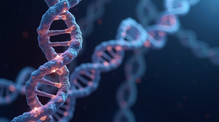 DNA helix inside under microscope. Human chromosome. Illustration X and Y chromosome