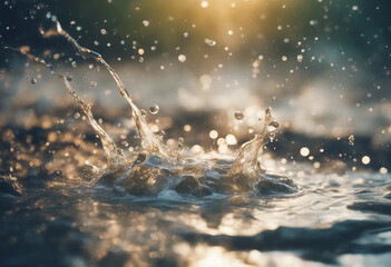 Shine source fantasy of water for freshness concept beauty in nature