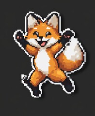 Joyful Pixel Art Fox Character Design with Cheerful Expression