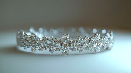 Sparkling diamond tiara on white background.