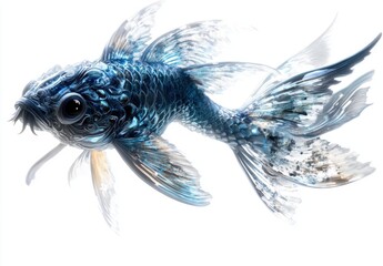 Vibrant Blue Fish with Intricate Patterns Swimming Gracefully