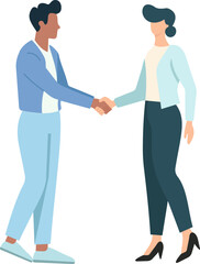 Flat Vector illustration of Professional Business Handshake Between Two Colleagues