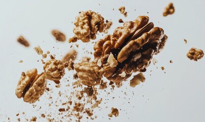 A nut is flying through the air