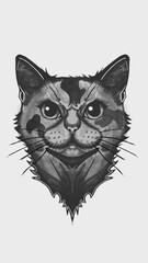 black and white cat sketch illustration 