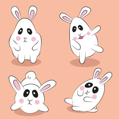 Cartoon Rabbit Set and Illustration
