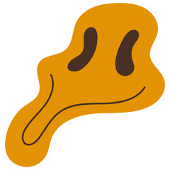 Psychedelic Melting Emoji. Melting smile. Dripping smile. Smile icon. Yellow smile. Smiley on yellow background. Good mood. Positive emoji.