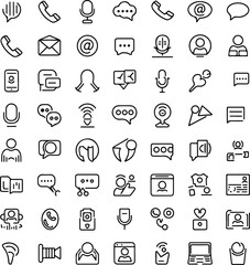 Collection of vector line icons of communication for modern concepts, web and apps.