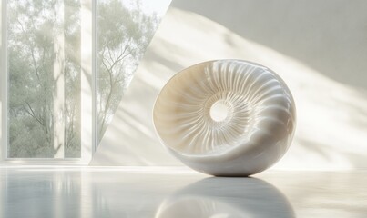 Obraz premium A white object with a spiral shape is sitting on a white floor
