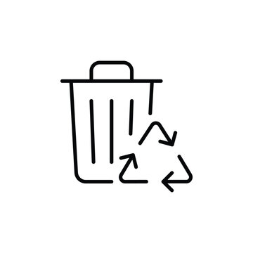 recommend clip art: Recycle bin icon. Simple outline style. Rubbish, reuse, waste, pollution, recycling, garbage, container, trash, environment concept. Thin line symbol. Vector illustration isolated.