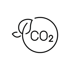 Carbon neutrality icon. Simple outline style. CO2 neutral, carbon emission, reduce, eco, leave, reduction, sustainable concept. Thin line symbol. Vector illustration isolated.