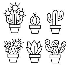 set of cactus flowers vector icon