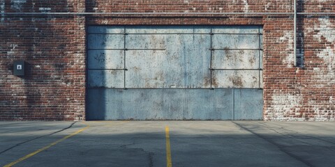 Urban street scene featuring an empty grunge industrial background, with a warehouse brick wall creating a distinct street wall backdrop for various creative uses. Ideal for projects needing urban