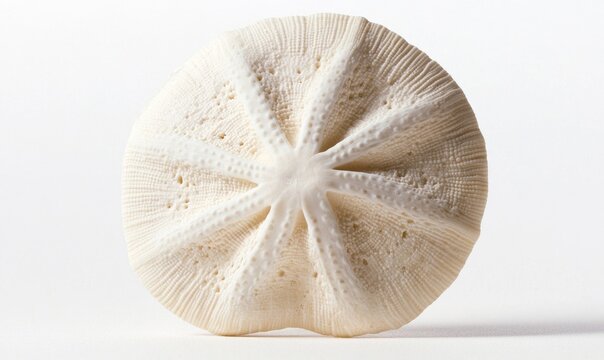 A white seashell with a star pattern