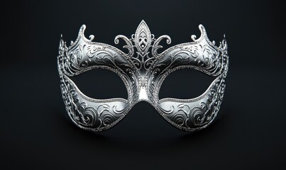 A silver mask with a gold trim