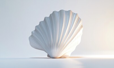 A white shell is laying on a white surface