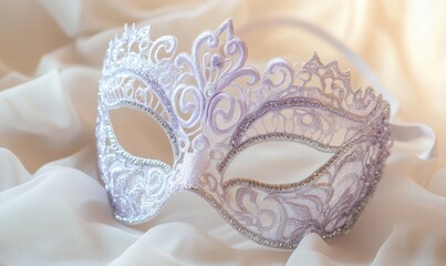 A mask with a lace design on it